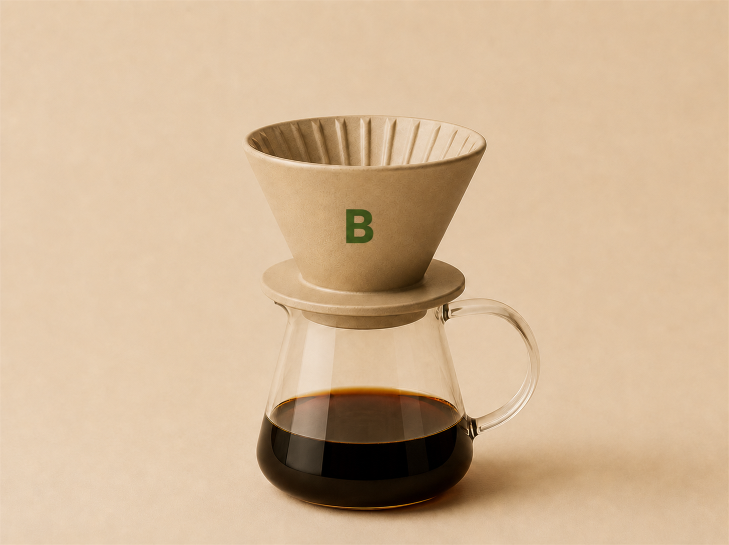 Illustration of a pour-over brewer mid-bloom