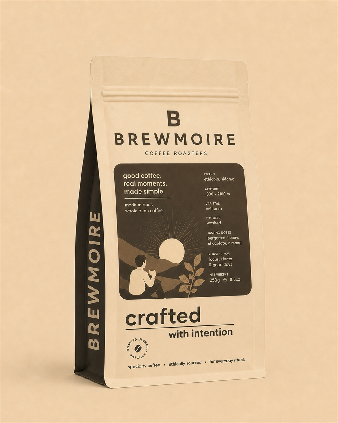 Soft Focus decaf coffee bag in a lilac colorway